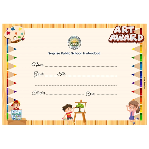 School Art Award Certificate A4 Size | Use on Laser Printer
